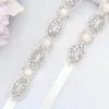 Sashes de casamento Trixy S435 Moda Frisada Cinto Cristal Claro para Vestido Formal Pérola Nupcial Strass Cintos Silver229E