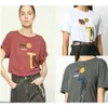 Frühlings- und Sommerhemden von Isabel Marants Kurzärmliges T-Shirt mit abstraktem geometrischem Druck, lockeres Rundhals-Shirt aus geflammter Baumwolle