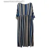 Basic Casual Dresses Summer Large Size Striped Dress Short-sleeved Round Neck Loose Large Swing Dress Summer Clothes For Women Plus Size Women L230918