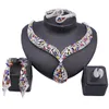 Ensemble de bijoux de luxe couleur or dubaï, collier en cristal élégant pour femmes italiennes, boucles d'oreilles, bague, Bracelet, accessoires de fête de mariage