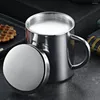 Muggar 210 ml/280 ml/400 ml HANDE Kaffemugg Double Vägg Multi-användningsanvändning Anti-Slip Mirror Polishing Cup med lock för hemmakontor