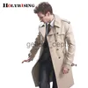 Herrgravrockar Trenchrock Män klassisk dubbelbröst Mens Long Coat Herrkläder Långa jackor Rockar British Style Overcoat S-6xl Size J230918