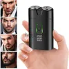 Electric Shavers KM-W301 Electric Waterproof Shaver For Men USB Rechargeable Portable Rotary Double-head Shaver Mini pocket shaver x0918