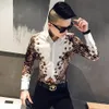 남성용 캐주얼 셔츠 패션 브랜드 남성 인쇄 셔츠 슬림 긴팔 바로크 파티 클럽 의류 Camisa Luxury Royal Men Tu274Z