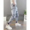 Calças masculinas 2022 primavera e verão estilo coreano fino estiramento jeans na moda magro casual calças internet celebridade magro tornozelo comprimento jogger calças j230918