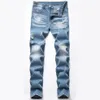 Heren Jeans Heren Lente Herfst Slim Fit Broek Retro Blauw Mode Splash Inkt Desinger Heren Casual Denim Pantalones De Hombre301v