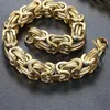 Punk Rock Locomotive Chain Men's Gold Rope Stainless Steel Byzantine Necklace and Bracelet Bangle fashion jewelry239w