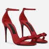 Marque de luxe Keira Sandales Chaussures Femmes Satin Bow Talon Haut Noir Rouge Lady Gladiator Sandalias Robe De Mariée Mariage Sexy Pompes EU35-43