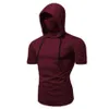 Summer Men's T Shirt Personality Stretch Ninja Suit Hooded Casual Short Sleeved Men T Shirt Mask Suit G2202172512