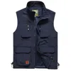 Men's Vests FOJAGANTO hommes mince multi-poche gilet printemps et automne Sports de plein air loisirs gilet couleur unie outillage lâche gilet mâle 230918