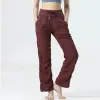 LU-LUS YOGA Outfits Suit 2022 New Dance Studio Women's Mid Rise Pants Casual Slim and Versatile Business Högtalare bred ben med logotyp