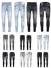 Skinny Fit Pb Purple Jeans Hommes Man Elastic Denim Painted Effect Ripped Plus Size 38