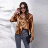 Blusas femininas 2023 botão casual cetim camisa de manga longa mulheres elegante escritório negócios top blusa para