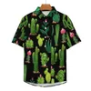 Men's Casual Shirts Cactus Blouses Men Plants Leaf Hawaiian Short Sleeve Printed Street Style Oversize Beach Shirt Gift Idea