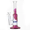 Bangs d'eau en verre capiteux 9 pouces narguilés charme violet peigne Perc huile Dab Rigs 14mm joint femelle 3mm épaisseur Beecomb perc type droit narguilé conduites d'eau avec bol