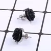 Stud Earrings Creative Black White Color Rose Ear Studs Elegant Women's Stainless Steel Fashion Nightclub Party Jewelry Gifts