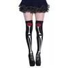 Women Socks 1pair Women'S Halloween Stockings Fashion Gothic Bones Skull Printed High Tube Funny Female Over Knee Stocking Chaussettes