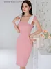 Abiti casual di base Moda Abiti da sera estivi per le donne Elegante fiocco dolce Colletto quadrato Avvolgente Hip Midi Abito da festa Mujer Abiti Fiesta Street L230918