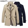 Gabardinas para hombres Abrigos Otoño Invierno Moda Hombres Chaquetas largas Slim Fit Abrigos de negocios Para hombre Cortavientos Color puro Outwear Casual Chaqueta para hombre 2022 J230918