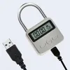 Bolsas de jóias Metal Timer Lock LCD Display Multi-Função Tempo Eletrônico 99 Horas Max Timing USB Recarregável Cadeado Prata