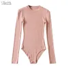 Women's Jumpsuits Rompers BRADELY MICHELLE Fashion Vintage Women Rompers Slim Long-Sleeve O-neck Tops Bodysuits Streetwear Jumpsuits 230918