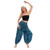 Calças femininas Wk003 primavera e verão estilo boêmio casual plus tamanho grande yoga unissex Bloomers