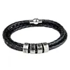 Fars dag gåva kreativa pärlor läder vävda armband ins rostfritt stål pärla armband