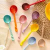 Spoons 4Pcs Colorful Long Handle Ceramic Soup Spoon Household Cute Teaspoon Rice Eating Kitchen Cooking Utensil