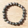 Bracelet en Larvikite grise de haute qualité, pour pratique spirituelle, énergie, méditation, perles Mala, 247G, MG0377