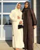 Abbigliamento etnico Ramadan Abbigliamento invernale musulmano Donna Abito aperto Abaya Preghiera Caftano Arabo Dubai Djellaba Femme Kimono Musulmane Turchia