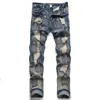 Jeans masculinos estiramento fino bordado em linha reta homens jean calças jovem masculino high street moda confortável magro denim 230918