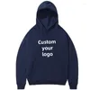 Herrtröjor mode Anpassa din logotyp hoodie för man kvinnor vinter höst casual diy tryckt hooded tröjor plus storlek