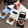 Luxury Glitter Diamond Vogue telefonfodral för Samsung Galaxy Z Folding Flip3 Flip4 Flip5 5G Stobuly Stylish Full Protective Shiny Love Heart Bracket Mirror Fold Shell