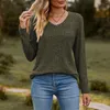 Women's T Shirts Autumn Winter Sweater Women Solid Y2k Knitted V Neck Jumper All Match Long Sleeve Pullover Female Clothes Korean Fashion