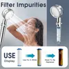 Bathroom Shower Head 360 Degree Rotatable Turbo Fan With Stop Button Water Saving Handheld Filter Shower Heads T9I002455