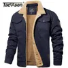 Men's Down Parkas TACVASEN Turn-down Collar Winter Cotton Jackets Mens Sherpa Fleece Trucker Parka Green Tactical Cargo Coats Clothes Overcoats 230918