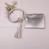 Nyckelringar Rainbery Fashion Multiful Key Ring and Card Wallet Pu Leather O Med matchande armbandspåse för kvinnors flickor