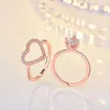 Anéis de casamento luxo micro pavimentado ziconia para mulheres noivado promessa amor coração zircão conjunto femme jóias nupciais