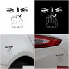 Bilklistermärken Pretty Eyes Vehicle Girls Malse Finger Waterproof PVC för racingdatorfönster Dörr Sidan Truck Office Home Present Decora Dhabd