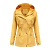 Dames Trenchcoats Windjack met capuchon Waterdichte ritssluiting Lange mouw Casual jas Kraag Zak Uitloper Herfstjassen Dames