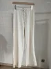 レディースパンツ2023夏のファッションルーズカジュアルドローストリングエラスティックウエストワイドレッグズボンの衣服