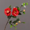 装飾的な花2023 6PCS人工花植物牡丹CAMELLIA 59cmシルクティーローズフェイクグリーン植物DIYホームガーデンアートウェディング