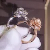 Klusterringar choucong unika lyxsmycken 925 sterling silverrose guldfyllning lovande kubik zirkoniumbröllop blommor ring gåva