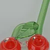 1PC / Gros L11cm 2 Têtes Cerise Modèle Rouge Tabac Pipe À Main / Unique Fumer Pipe À Main En Verre / Verre Tabac Bong Pipe à Vendre