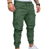 Pantalons de survêtement Streetwear pantalons hommes pantalons taille cordon cheville attaché maigre Cargo pantalon hommes décontracté couleur unie pantalon H1122271a