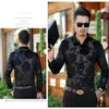 Luxury Transparent Shirt Men Floral Embroidery Lace For Male Sexy See Through Dress Shirts Mens Club Party Prom Chemise Men's321E