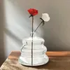 화병 투명한 유리 꽃 꽃병 용기 사무실 실내 홈 데스크톱 장식을위한 현대 꽃집 테라리움 식물 홀더
