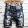 Jeans voor heren Designer bedrukte denim shorts voor heren, zomerzak, groot formaat, casual gescheurde, versleten gaten, herenjeans, slim fit, herenshorts, broeken D663 L230918