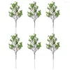 Decorative Flowers 6Pcs Artificial Babysbreath 5 Fork Non-withering No Watering Wedding Po Props Realistic Faux Small Flower Bouquet