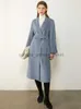 Misto lana da donna Amii Minimalismo Cappotto invernale Donna Moda Solido 100% lana Cintura al polpaccio Cappotto di lana double face Giacca da donna 12040654L230918